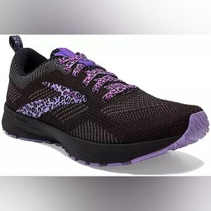 Brooks Revel 5 Black Purple Ebony Leopard Athletic Running Sneakers Size 9 1/2